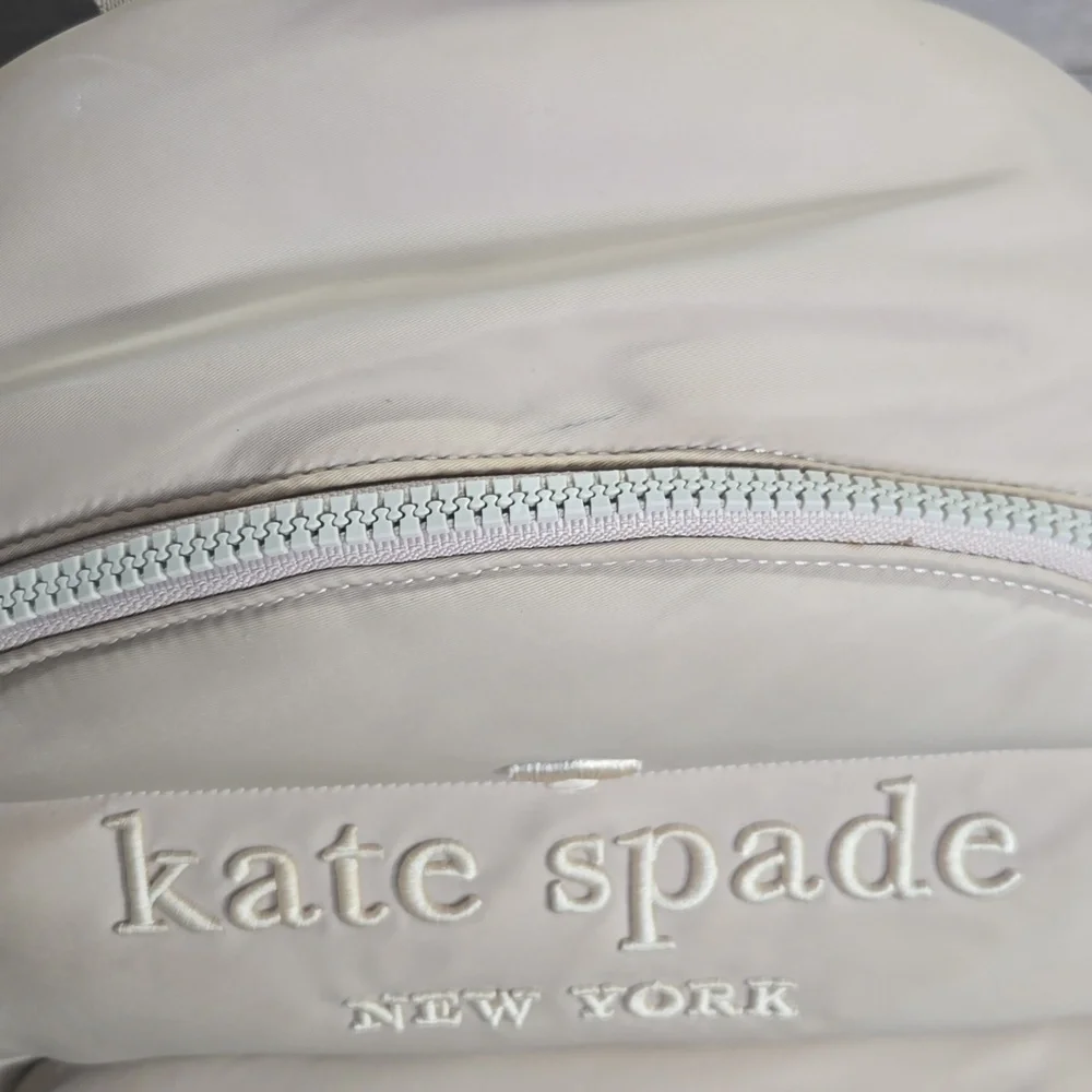 Kate Spade Ella Ksnyl Puffy Warm Beige Padded Nylon Backpack